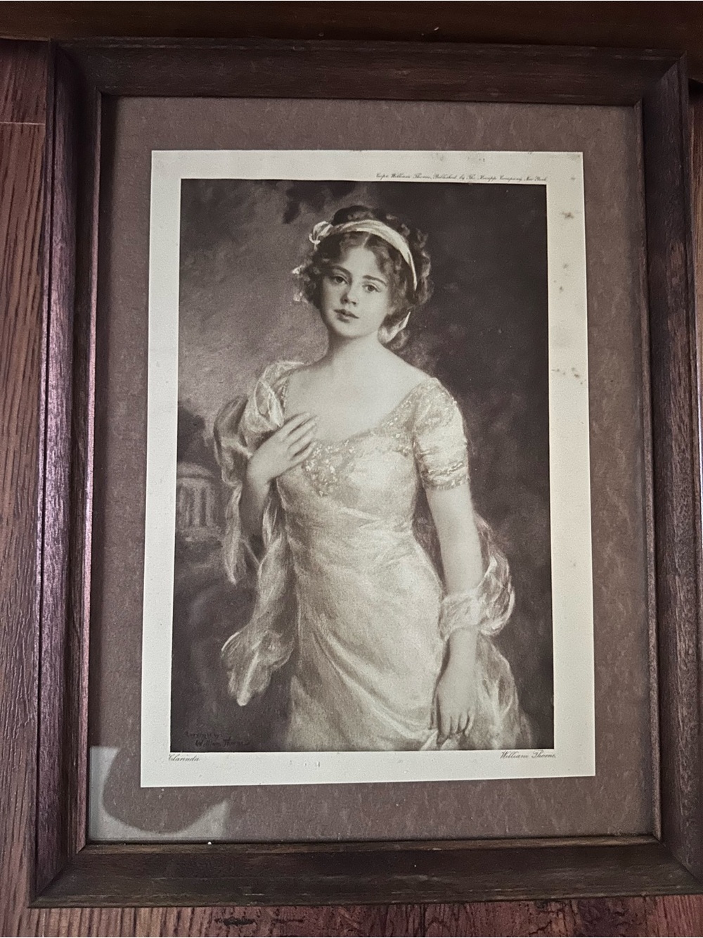Framed Vintage Portrait Art Print in Brown and Cream